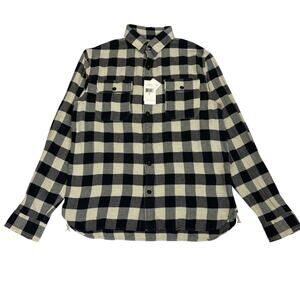 NWT RRL Double RL Ralph Lauren Matlock Plaid Black Checked Flannel Shirt Medium